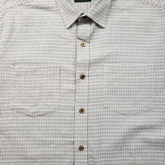 Orvis Weave Shirt Mens XL White Geometric Embroidered Short Sleeve Button Up - Picture 4 of 11